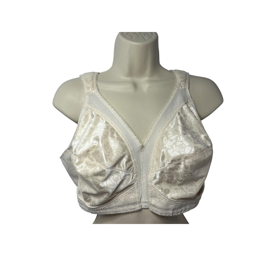 Playtex Bra Womens 48B White Floral Wireless Full Coverage Unpadded‎ T Shirt